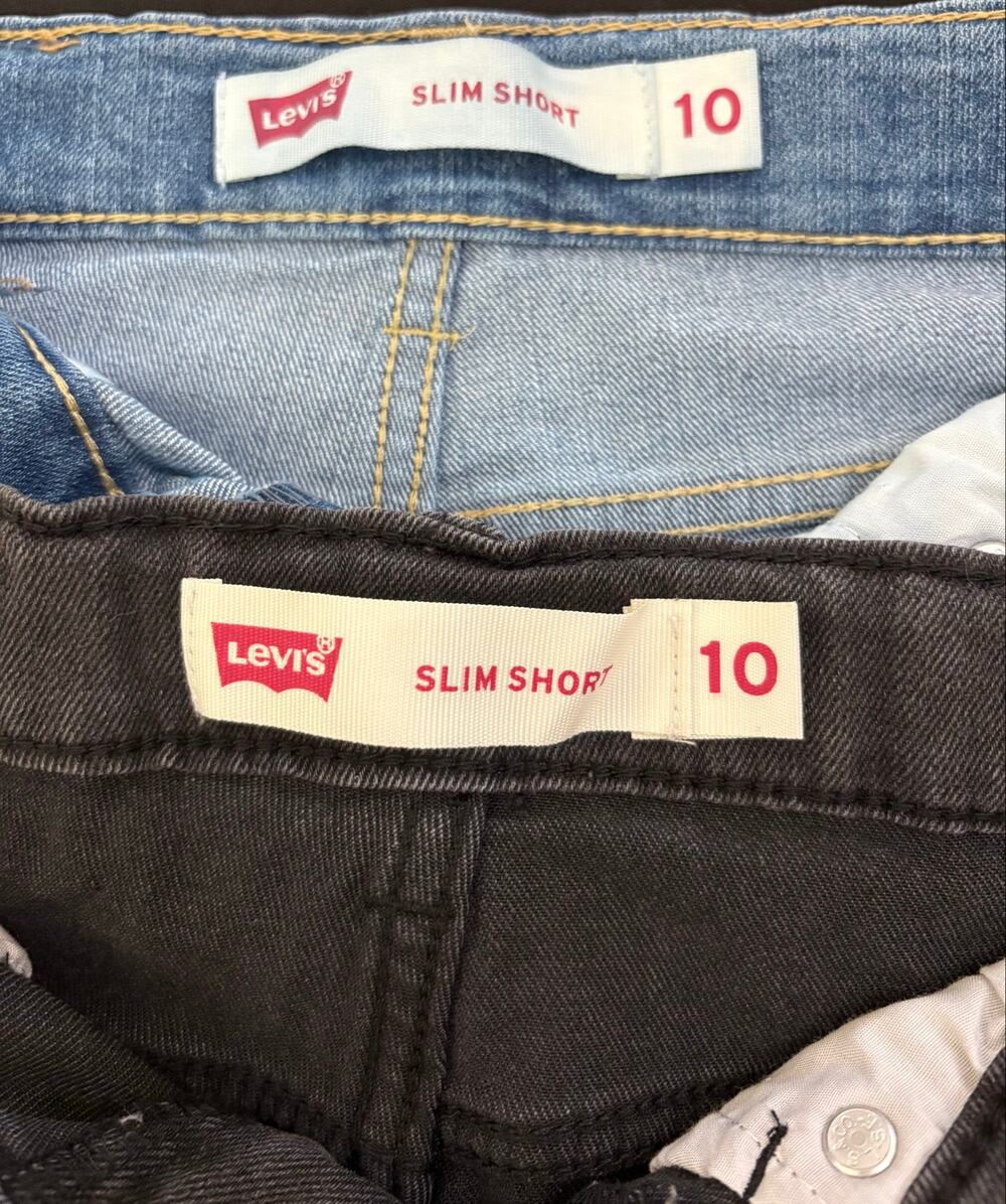 Lot of 2 Levi’s Boys Denim Shorts Size 10 Blue & Black Adjustable Waistband